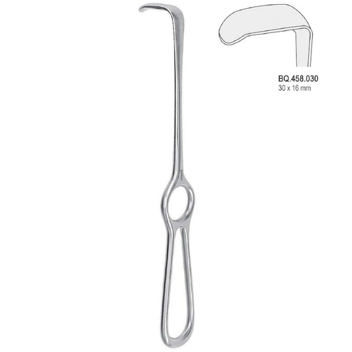 [BQ.458.030] Retractor Langenbeck ring handle 30x16mm, 220mm