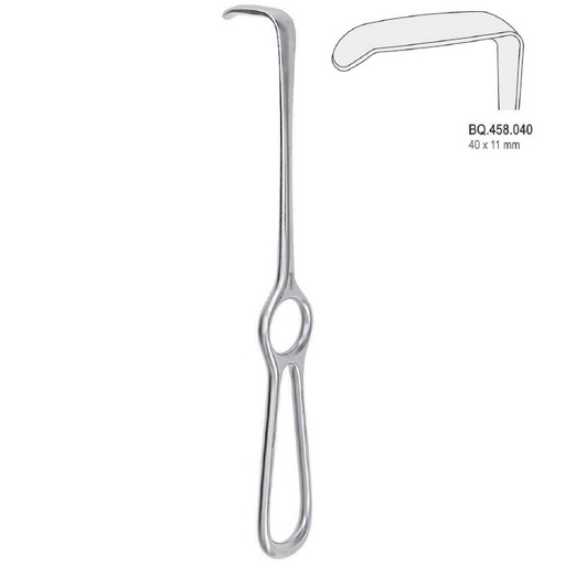 [BQ.458.040] Retractor Langenbeck ring handle 40x11mm, 220mm
