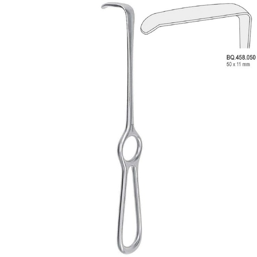 [BQ.458.050] Retractor Langenbeck ring handle 50x11mm, 220mm