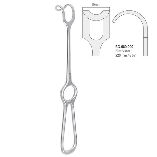 [BQ.680.020] Retractor Middeldorpf 20x22mm, 220mm