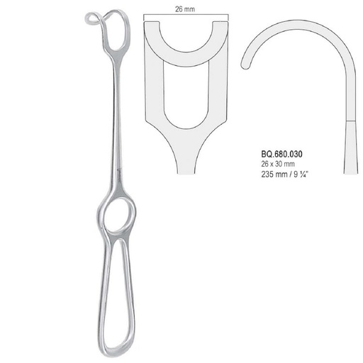 [BQ.680.030] Retractor Middeldorpf 26x30mm, 235mm
