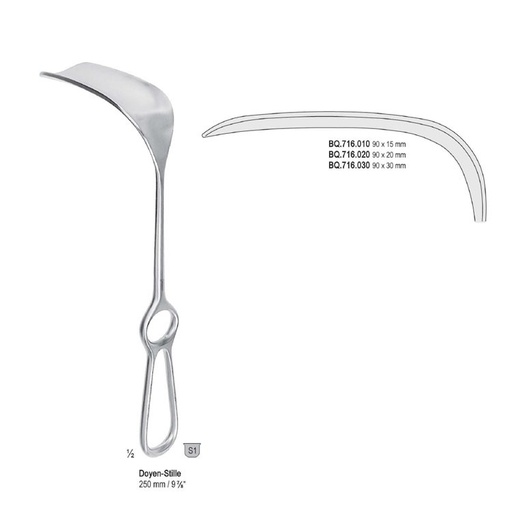 [BQ.716.020] Retractor Doyen-Stille 90x20mm, 250mm