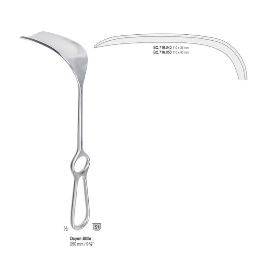 [BQ.716.050] Retractor Doyen-Stille 110x40mm, 250mm