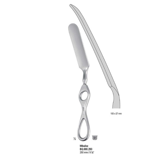 [BQ.900.250] Spatula abdominal and intestinal Mikulicz 100x27mm, 250mm