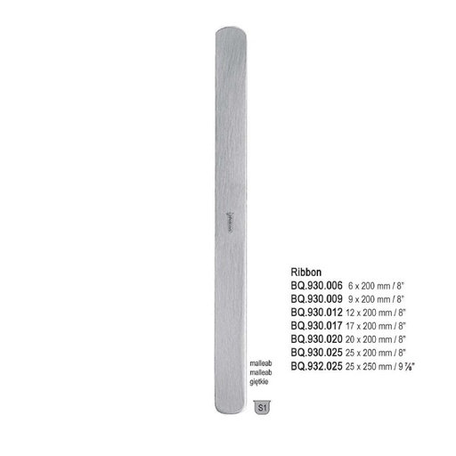 [BQ.930.016] Spatula abdominal Ribbon 16mm, 200mm
