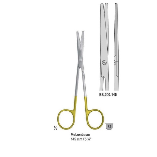 [BS.200.145] Falcon-Cut Scissors Metzenbaum BL/BL straight 145mm 