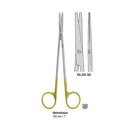 [BS.200.180] Falcon-Cut Scissors Metzenbaum BL/BL straight 180mm 
