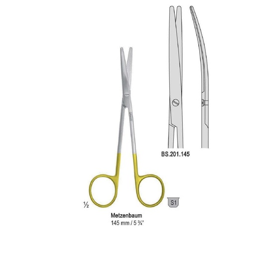 [BS.201.145] Falcon-Cut Scissors Metzenbaum BL/BL curved 145mm