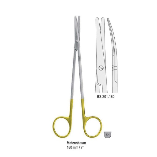 [BS.201.180] Falcon-Cut Scissors Metzenbaum BL/BL curved 180mm