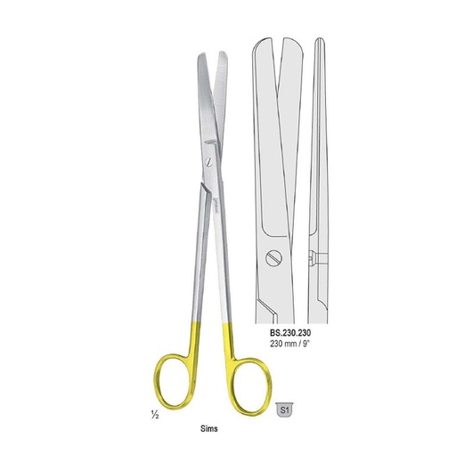 [BS.230.230] Falcon-Cut Scissors uterine Sims bl/bl straight. 230mm 