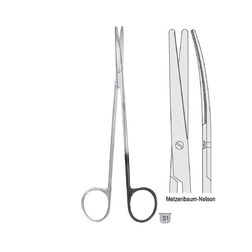 [BS.477.260] Scissors Metzenbaum-Nelson curved 260mm one blade serrated