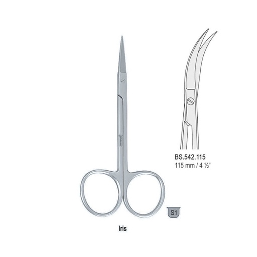 [BS.542.115] Scissors Iris side curved 115mm