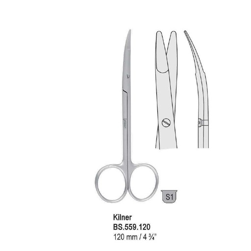 [BS.559.120] Scissors Kilner flat ends curved 120mm