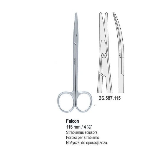 [BS.587.115] Scissors strabismus Falcon curved 115mm 