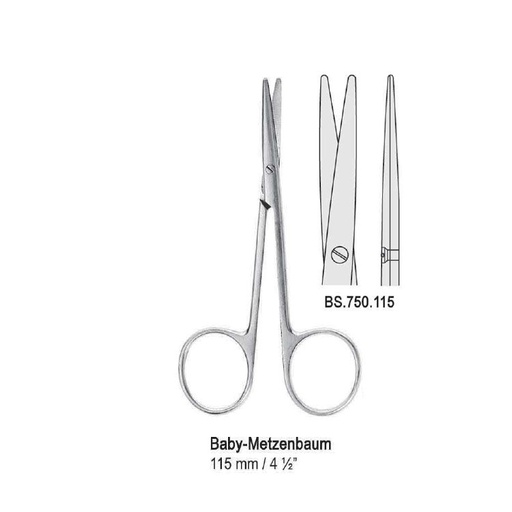 [BS.750.115] Scissors Baby-Metzenbaum straight 115mm