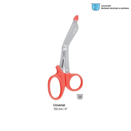 [BS.963.080] Scissors Universal plastic lip with yellow plastic handle 150mm
