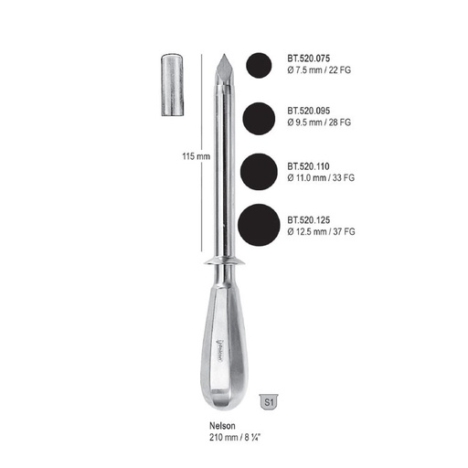 [BT.520.095] Trocar Nelson ø 9.5mm / 28 FG, 210mm
