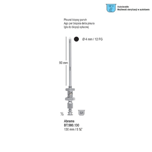 [BT.580.130] Needle pleural biopsy Abrams ø 4.0mm / 12 FG, 130mm