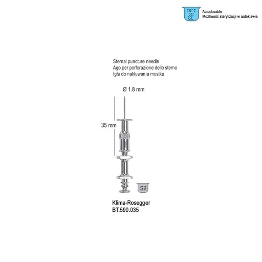 [BT.590.035] Needle sternal puncture Klima-Rosegger ø 1.8mm, 35mm