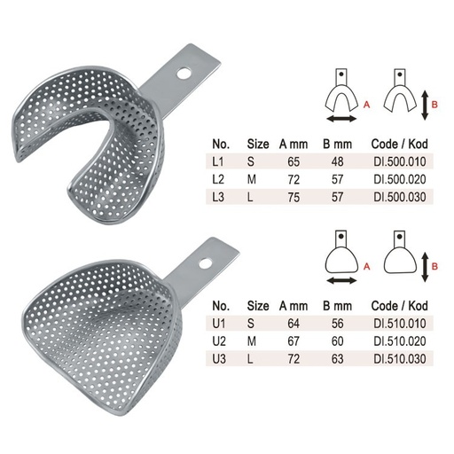 [DI.550.000] Impression trays anterior depressed set of 6