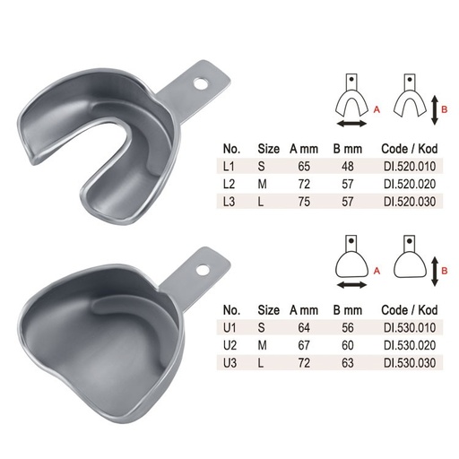 [DI.560.000] Impression trays anterior depressed set of 6