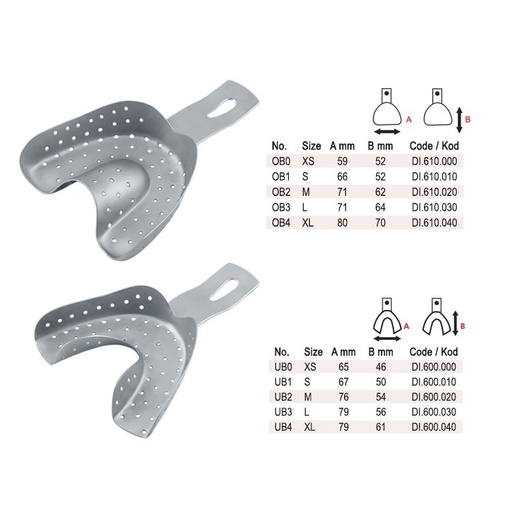 [DI.640.000] Impression trays regular Ehricke pattern perforated set of 10