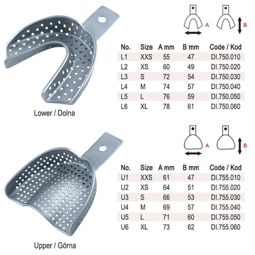 [DI.770.080] Impression trays regular perforated set of 8