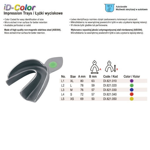 [DI.821.010] ID-Color Impression tray regular USA model solid lower fig. 1, size XL