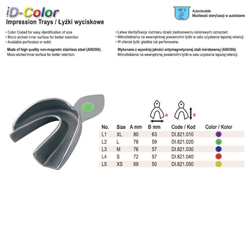 [DI.821.050] ID-Color Impression tray regular USA model solid lower fig. 5, size XS