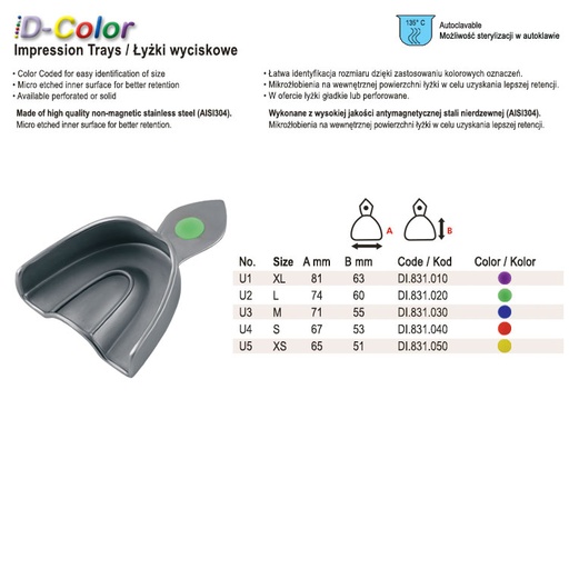 [DI.831.010] ID-Color Impression tray regular USA model solid upper fig. 1, size XL