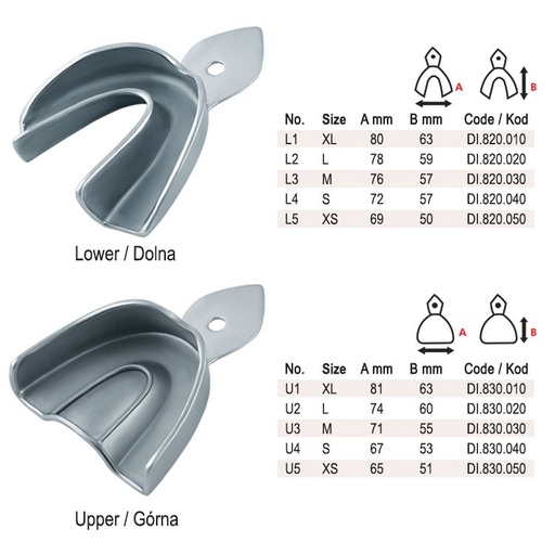 [DI.860.060] Impression trays regular USA model solid set of 6