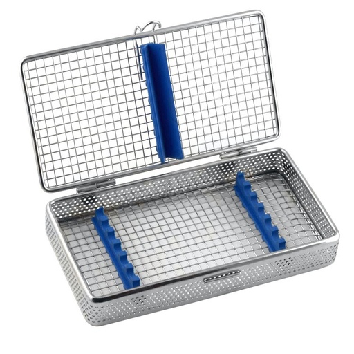 [DZ.088.020] Mesh Cassette Tray with cover for 7 instruments, blue