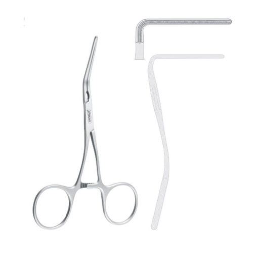 [FD.363.165|--|F58-493-16R|R58-493-16R] Forceps TMJ disc/bi-laminar zone Falcon atraumatic 45° 165mm