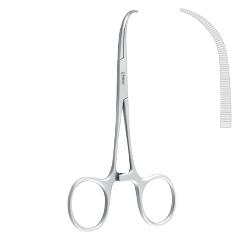 [FC.257.160|--|F60-671-16R|R60-671-16R] Forceps wire grasping Obwegeser fig.2 curved 160mm