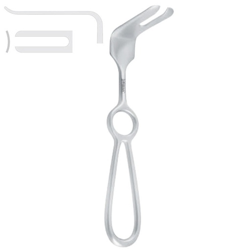 [FC.307.010|--|F60-867-14R|R60-867-14R] Retractor soft tissue Obwegeser with slit 60x14mm, 160mm