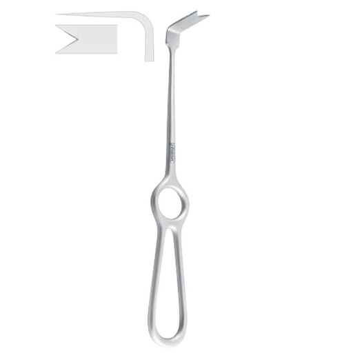 [FC.320.010|--|F60-908-28R|R60-908-28R] Retractor nasal spine Obwegeser 28x8mm, 220mm 