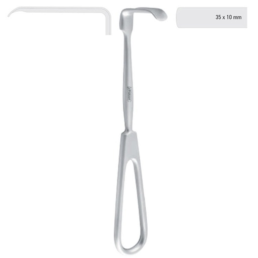 [FC.328.030|--|F60-931-35R|R60-931-35R] Retractor soft tissue Obwegeser downward 35x10mm, 170mm 