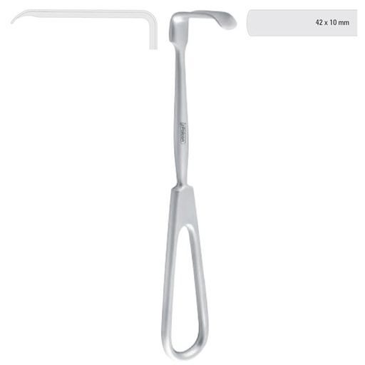 [FC.328.040|--|F60-931-42R|R60-931-42R] Retractor soft tissue Obwegeser downward 42x11mm, 170mm 
