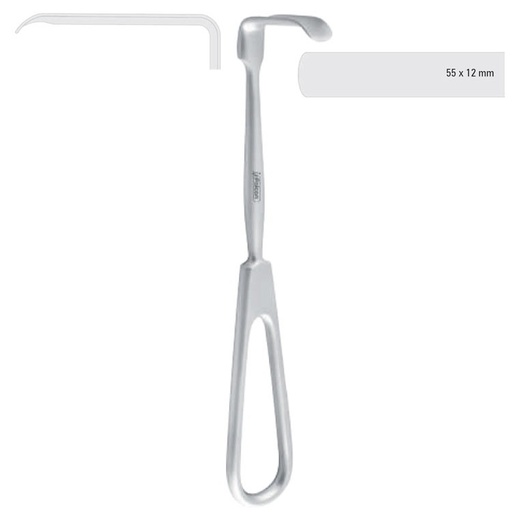 [FC.328.050|--|F60-931-55R|R60-931-55R] Retractor soft tissue Obwegeser downward 55x12mm, 170mm 