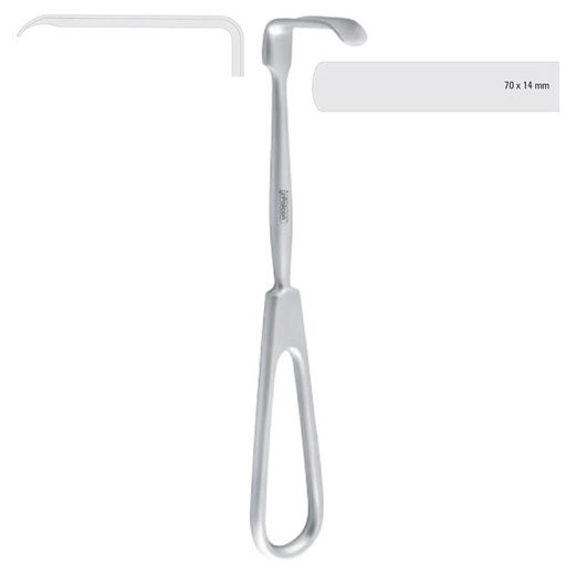 [FC.328.060|--|F60-931-70R|R60-931-70R] Retractor soft tissue Obwegeser downward 70x14mm, 170mm 