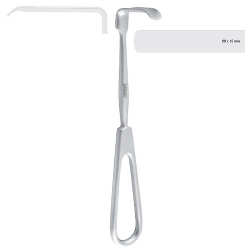 [FC.328.070|--|F60-931-80R|R60-931-80R] Retractor soft tissue Obwegeser downward 80x16mm, 170mm 