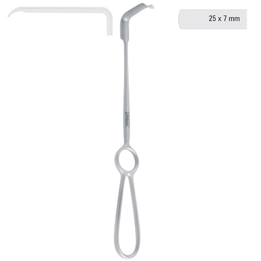 [FC.330.020|46-018-25|F60-933-25R|R60-933-25R] Retractor soft tissue Obwegeser downward 25x7mm, 220mm 