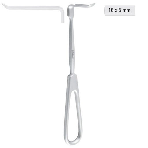 [FC.329.010|--|F60-935-16R|R60-935-16R] Retractor soft tissue Obwegeser upward 16x5mm, 170mm 