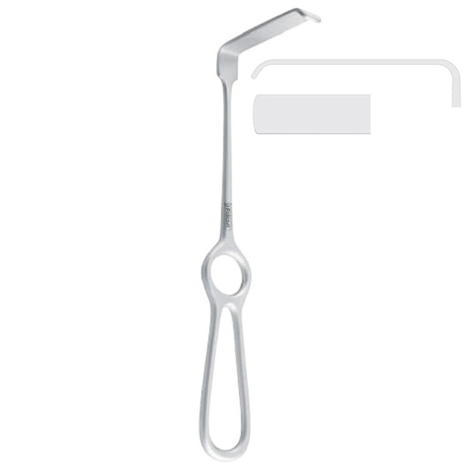 [FC.332.060|40-227-07|F60-943-70R|R60-943-70R] Retractor soft tissue Obwegeser flat downward 70x14mm, 220mm 