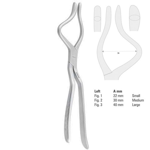 [FC.361.030|40-292-03|F62-071-03R|R62-071-03R] Forceps disimpaction Rowe left fig.3, 240mm