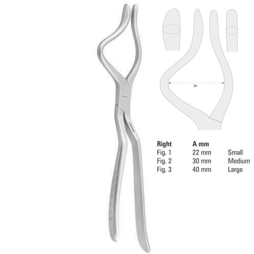 [FC.363.020|40-293-02|F62-073-02R|R62-073-02R] Forceps disimpaction Rowe right fig.2, 235mm