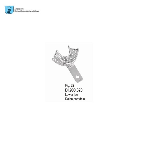 [DI.900.320] Partial impression tray for crown & bridge work perforated fig. 32