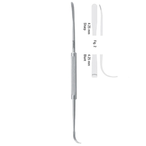 [FC.400.020|--|F62-251-02R|R62-251-02R] Elevator periosteal double ended Steinberg fig.2, 195mm