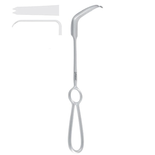 [FC.409.110|--|F62-279-11R|R62-279-11R] Retractor ramus Steinberg 50x8/11mm, 220mm