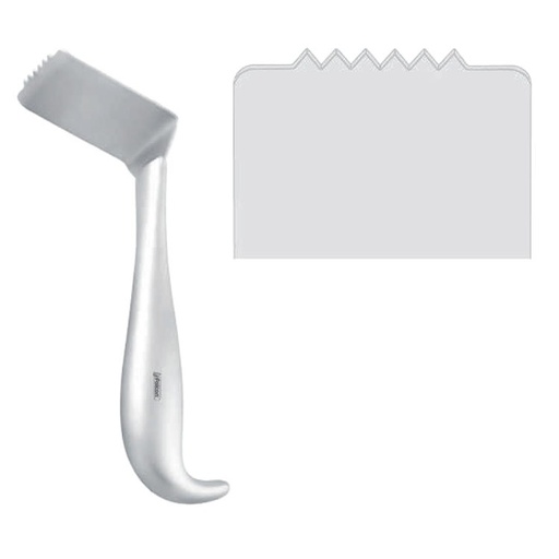 [FC.525.020|--|F62-911-02R|R62-911-02R] Retractor illiac crest Tessier toothed fig.2, 180mm